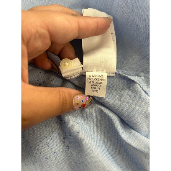 Unique Gap Blue Pintuck Popover Banded Neck I Love You Spray Paint Design Top M - Picture 8 of 8